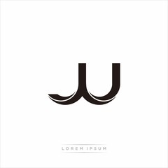 ju Initial Letter Split Lowercase Modern Monogram linked outline rounded logo