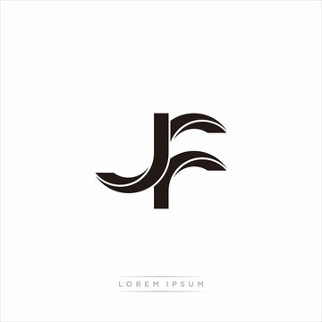 jf Initial Letter Split Lowercase Modern Monogram linked outline rounded logo