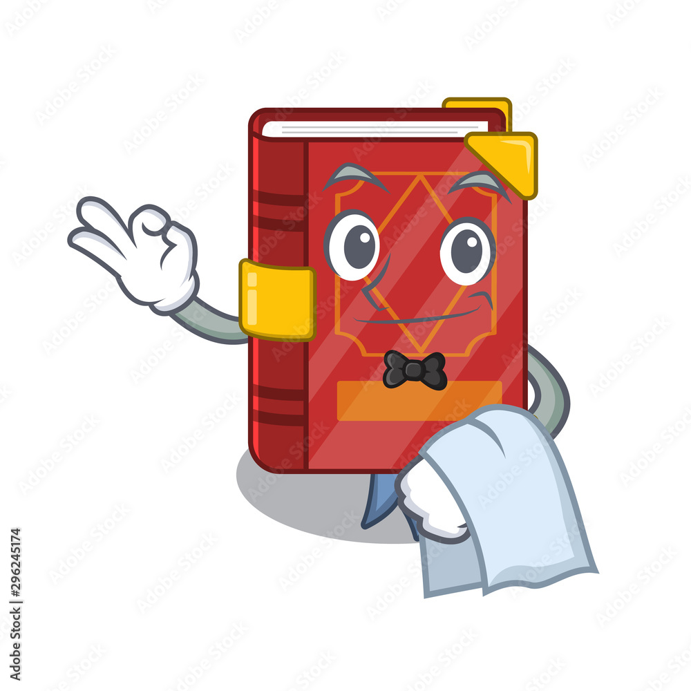 Sticker Waiter magic spell book isolated in character