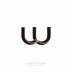 lu Initial Letter Split Lowercase Modern Monogram linked outline rounded logo