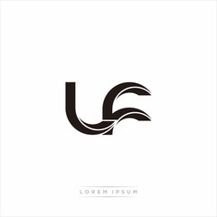 lf Initial Letter Split Lowercase Modern Monogram linked outline rounded logo