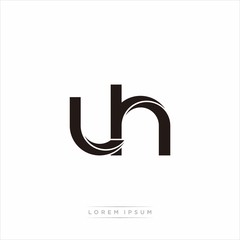 lh Initial Letter Split Lowercase Modern Monogram linked outline rounded logo
