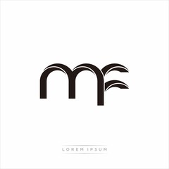 mf Initial Letter Split Lowercase Modern Monogram linked outline rounded logo