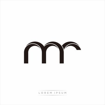 mr Initial Letter Split Lowercase Modern Monogram linked outline rounded logo