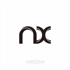 nx Initial Letter Split Lowercase Modern Monogram linked outline rounded logo
