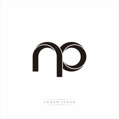np Initial Letter Split Lowercase Modern Monogram linked outline rounded logo © Gariss