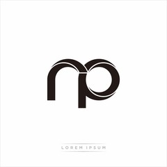 rp Initial Letter Split Lowercase Modern Monogram linked outline rounded logo