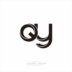 qy Initial Letter Split Lowercase Modern Monogram linked outline rounded logo