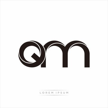 qm Initial Letter Split Lowercase Modern Monogram linked outline rounded logo