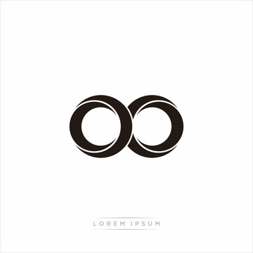 oo Initial Letter Split Lowercase Modern Monogram linked outline rounded logo