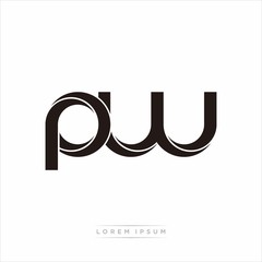 pw Initial Letter Split Lowercase Modern Monogram linked outline rounded logo