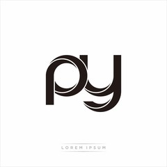py Initial Letter Split Lowercase Modern Monogram linked outline rounded logo