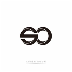 so Initial Letter Split Lowercase Modern Monogram linked outline rounded logo