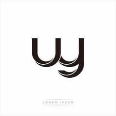 uy Initial Letter Split Lowercase Modern Monogram linked outline rounded logo