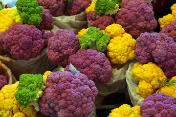 Organic, fresh cauliflower. Ecologic natural vegetable background.
