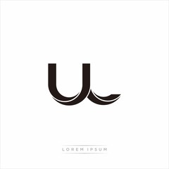 ul Initial Letter Split Lowercase Modern Monogram linked outline rounded logo