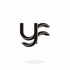 yf Initial Letter Split Lowercase Modern Monogram linked outline rounded logo