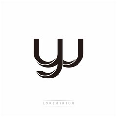 yj Initial Letter Split Lowercase Modern Monogram linked outline rounded logo