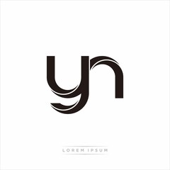 yn Initial Letter Split Lowercase Modern Monogram linked outline rounded logo