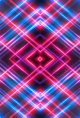 Dark abstract futuristic background. Neon lines, glow. Neon lines, shapes. Pink and blue glow.