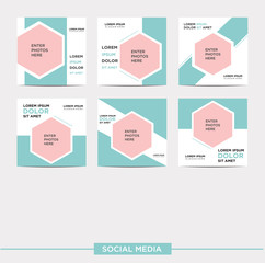 Business presentation template. Set of modern blog posts .Social media pack .beauty cards