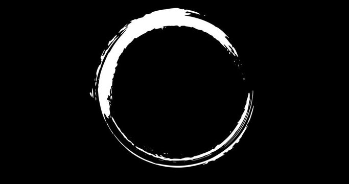 Circle paint from hand drawn brushe stroke,circle frame grunge painting background, high resolution. the gradual appearance of a round frame in a circle