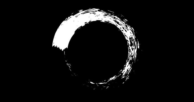 Circle paint from hand drawn brushe stroke,circle frame grunge painting background, high resolution. the gradual appearance of a round frame in a circle