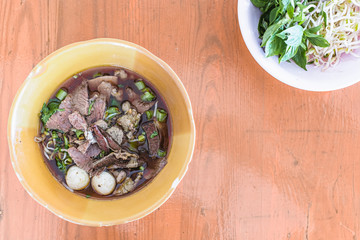 Thai Style Clear Vegetable Soup with Entrails. Top views. Thai Food. Food Lifestyle.