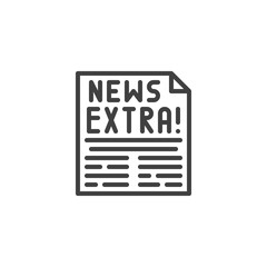 Extra news page line icon. linear style sign for mobile concept and web design. Newspaper article outline vector icon. Symbol, logo illustration. Vector graphics