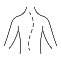 Scoliosis thin line icon, orthopedic and medical, spine sign, vector graphics, a linear pattern on a white background.