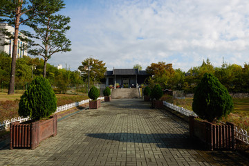 Chinese garden park in China - Wangjiang Pavilion (Wangjiang Tower) Wangjianglou Park. Chengdu, Sichuan, China, South Korea, Republic of Korea