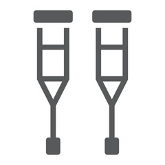 Walking crutches glyph icon, orthopedic and medical, support cane sign, vector graphics, a solid pattern on a white background.