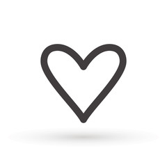 heart icon, concept of love, linear icon thin grey line. Heart shape vector, gray icon.Outline love symbol graphic design.