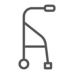 Walkers line icon, medical and equipment, walking sticks for seniors sign, vector graphics, a linear pattern on a white background.