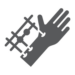 Fixation joints surgery glyph icon, medical and equipment, hand surgery sign, vector graphics, a solid pattern on a white background.