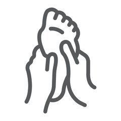 Foot massage line icon, medical and healthcare, barefoot care sign, vector graphics, a linear pattern on a white background.