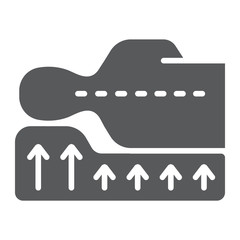 Correct sleep glyph icon, orthopedic and medical, posture support sign, vector graphics, a solid pattern on a white background.