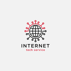 globe tech logo template icon vector