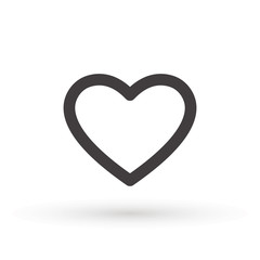 heart icon, concept of love, linear icon thin grey line. Heart shape vector, gray icon.Outline love symbol graphic design.