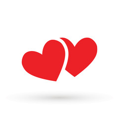 Two lovers hearts. Love symbol. Double heart Icon Vector. Valentine Icon Drawing