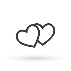 Two lovers hearts. Love symbol. Double heart Icon Vector. Valentine Icon Drawing