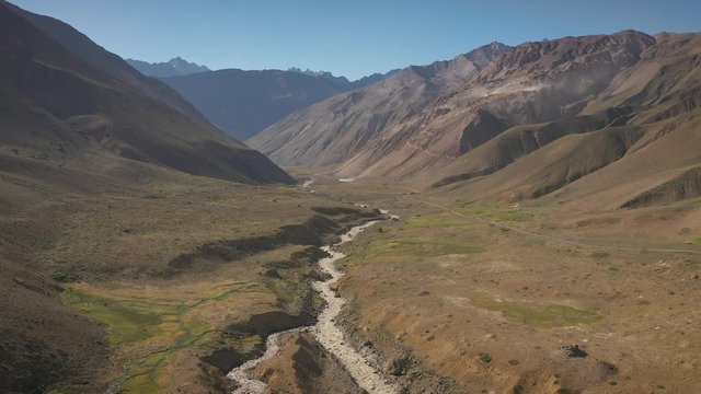 Aerial shots of Maipo reservoir and Yeso Natural Park at Santiago - Chile