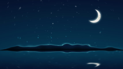 Fototapeta na wymiar landscape Moon night with blurry background
