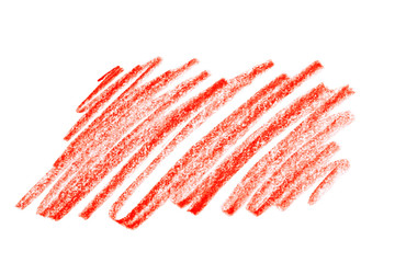 Red pencil scribble on white background, top view