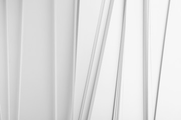 Stack of blank white paper as background, top view