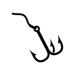 Fishing hook icon, logo isolated on white background