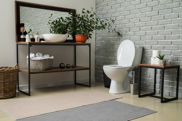 Interior of clean modern bathroom