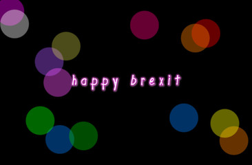 EU, UK. Illustration. Black background. Poster of the separation of the United Kingdom from the European Union. Brexit negotiations. Enjoy, with fun circles, very colorful. Happiness.