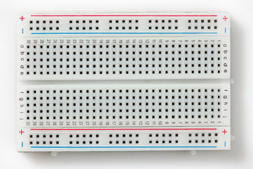 circuit mounting plate closeup for mounting electronic component, unit, part, radio equipment and digital microchip - DIY kit for learning, training and development of electric circuits