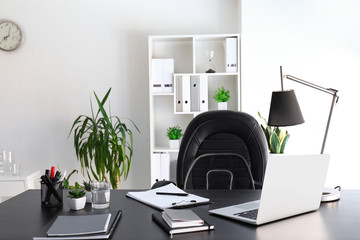 Comfortable workplace in modern office